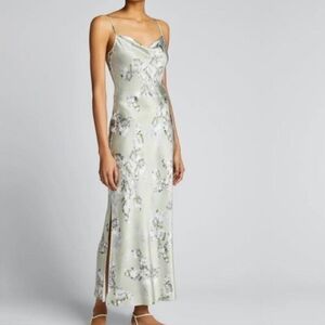 NWT Vince Hazy Blossom Cowl Neck Satin Floral Slip Dress Party Wedding Women's 2